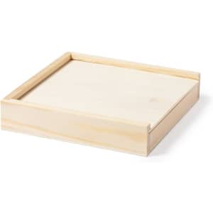 A plain wooden game tray with a square shape and smooth surface, featuring natural wood colour and a simple design.