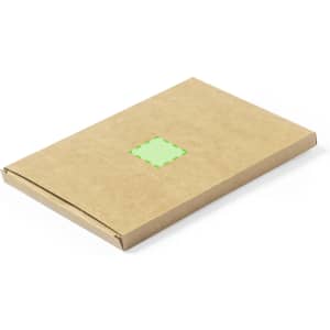 A jigsaw puzzle set packaged in a brown cardboard box with a green patch. Features a branding logo.
