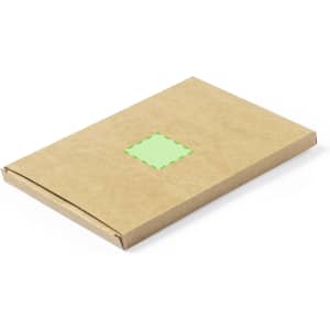 A brown cardboard box with a green square on the front, designed for packaging a puzzle set.