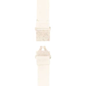 A white strap featuring a textured design and a square clasp. The clasp has a neutral tone.