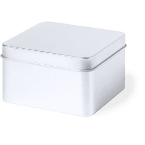 A silver gift box with a smooth metallic finish and a removable lid, ideal for office and business gifting.