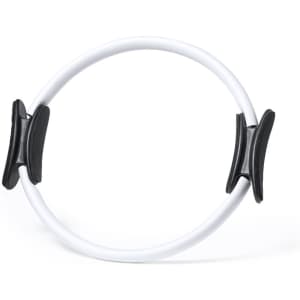 A fitness ring in white with black grips, designed for exercise and fitness activities.