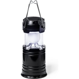 A black power bank lamp with a transparent body and a hanging handle, featuring an internal light source.