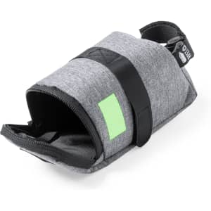 A grey Ritok Bike Bag with a zipper opening and a black strap. The bag features a small green patch.