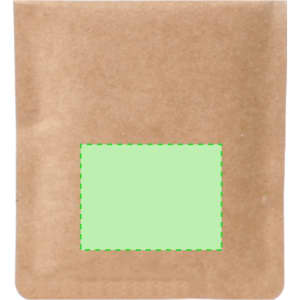 A brown paper pouch with a green rectangular window, designed for packaging. It has a simple design and no visible branding.