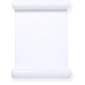 A white scroll with rounded ends, featuring a smooth surface and blank interior. It has a simple design.