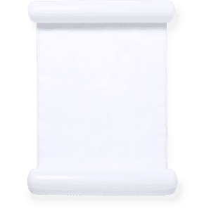 A white tarpaulin rolls out, featuring ends that are curled and secured, suitable for outdoor use.
