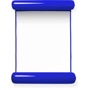 A blue promotional product with cylindrical ends and a large blank surface in the centre. It has a logo.