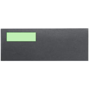 A sleek black envelope with a blank green section for addressing or labelling on the front.