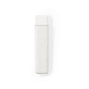 A toothbrush in a sleek, white, speckled case, featuring a minimalistic design with a logo.