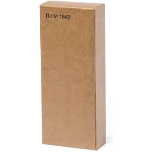 A brown cardboard box containing a shaving kit set, with a simple design and no visible branding.