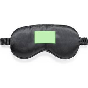 A black eye mask featuring a soft fabric and a green section, designed for health and personal care.