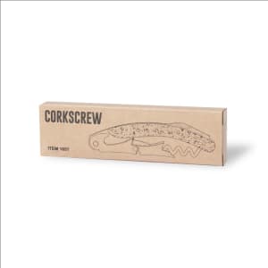 A cardboard box containing the Glaber Corkscrew Opener, featuring a simple design in natural tones.