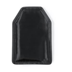 A drink bottle cooler in sleek black, featuring a simple design and a logo on the front.
