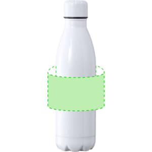 A drink bottle in sleek white, featuring a branding area for custom designs. Insulated for temperature retention.