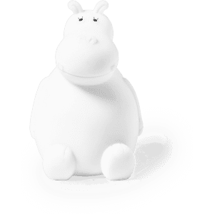 A white hippo-shaped money box with a smooth finish, featuring raised ears and a friendly expression.