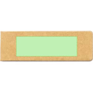 A green magnet bookmark with a cardboard backing. It features a rectangular area for personalisation.