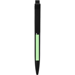 A black pen with a transparent green section, featuring a clip at the top and a sleek design.