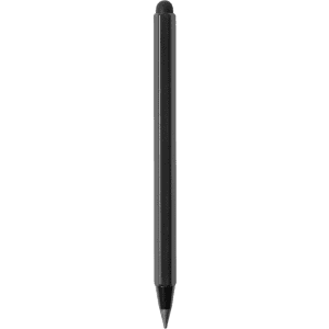 A grey-lead pencil in black, featuring a sleek design and a soft tip at the opposite end.