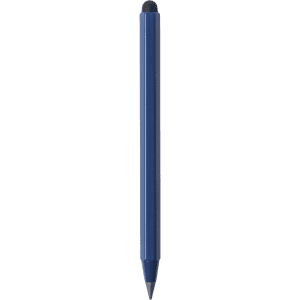 A blue multifunction pencil with a smooth finish and a branding logo at the top.
