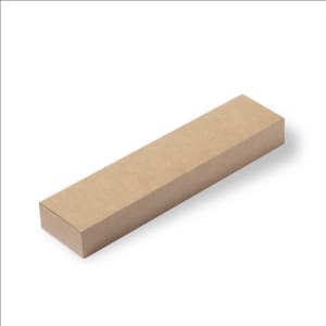 A rectangular brown cardboard box, designed for packaging, with a smooth, minimalist appearance.