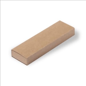 A brown kraft box with a smooth, folded lid, suitable for packaging metal pens.