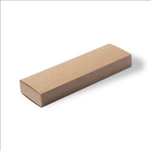 A simple brown cardboard box, rectangular in shape, suitable for packaging. It features a secure fold-over design.