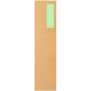 A green and brown pencil case with a simple rectangular shape and a blank label area.