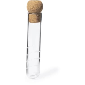 A glass infuser tube with a cork stopper, designed for brewing tea or coffee.
