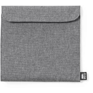 A grey thermal snacks holder featuring a flap closure and a small logo tag on the side.