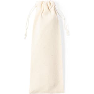A cream-coloured fabric pouch with a drawstring closure, suitable for storing cutlery or similar items.