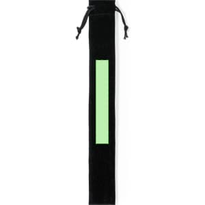 A black straw set pouch with a green accent, featuring a drawstring closure and a logo.