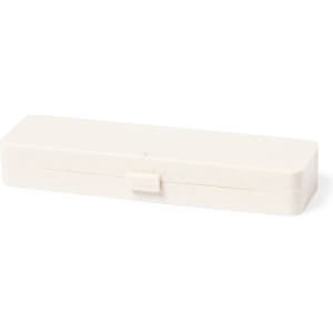 A white rectangular cutlery box with a secure closure. The box is plain and features a smooth surface.