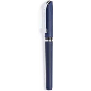 A navy blue pen with a silver clip and a sleek design. The pen is upright against a white background.