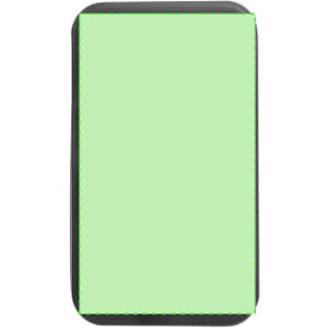 A green lunch box with a black trim, featuring a simple design and visible stitching. It has a logo.