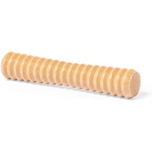A wooden massager with a ridged surface, featuring a light natural wood colour. The product has a simple design and no visible logo.