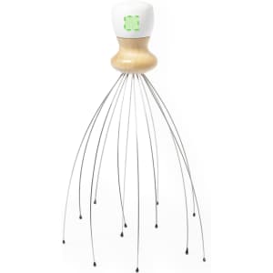 A Tefen Massager with a white top, wooden handle, and long metal wires, designed for personal health use.