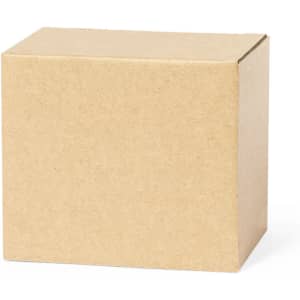 A brown cardboard box with a simple, plain finish, featuring a square shape and no visible markings.