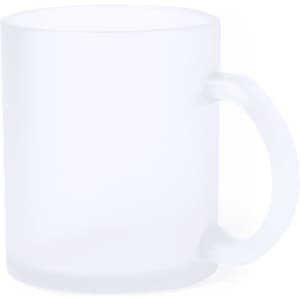 A frosted white mug with a handle, featuring a smooth surface and a simple design.