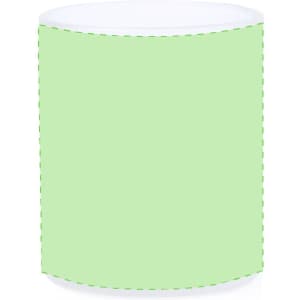 A green sublimation mug with a white interior, featuring a blank surface for custom designs. It has branding.