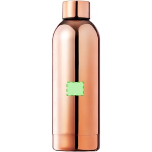A drink bottle in a sleek copper finish, featuring a simple design and a logo.