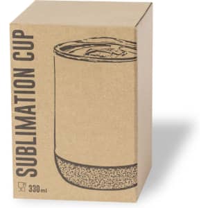 A drink bottle in a kraft cardboard packaging, featuring a subtle design and a logo, holding 330 ml.