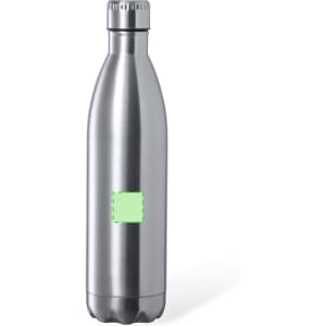 A drink bottle featuring a stainless steel finish with a screw-on lid and a blank logo area.