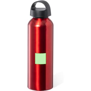 A drink bottle with a sleek red finish and a black lid, featuring a blank space for branding.