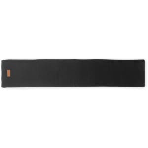A long black Kinar scarf featuring a simple design and a small logo on one side.