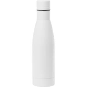 A drink bottle in sleek white, featuring a minimalist design and a secure cap. It includes a logo.