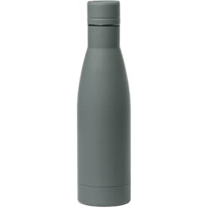 A drink bottle in a sleek, matte grey finish with a screw top lid and a minimalist design.