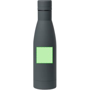 A drink bottle in dark grey with a smooth finish and a branding area.
