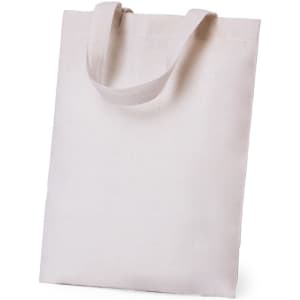 A light beige tote bag with two shoulder straps and an unbranded design.