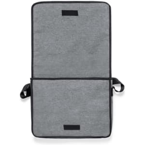 A grey Lourdel Shoulder Bag with a textured finish, featuring two compartments and straps on the sides.
